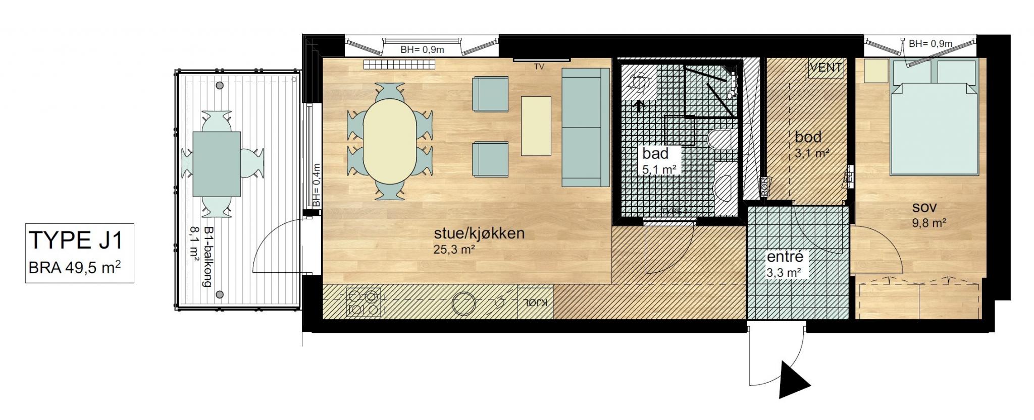 Planskisse av leiligheten